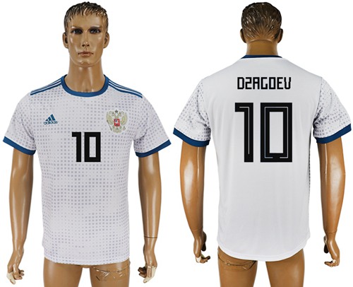Russia #10 Dzagoev Away Soccer Country Jersey